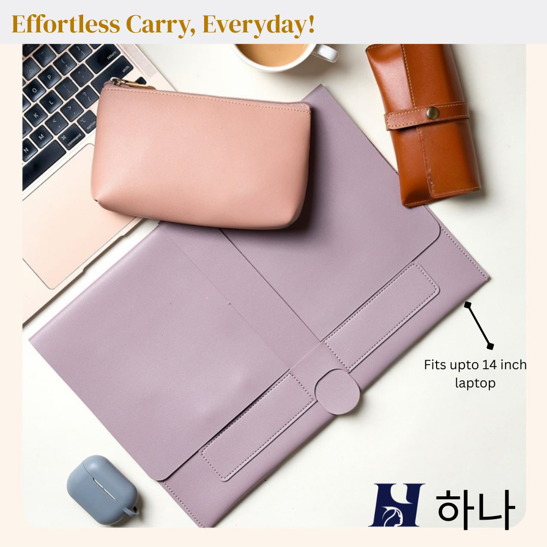 The Hana (하나) Vegan Leather Laptop Organiser (Lilac Haze)