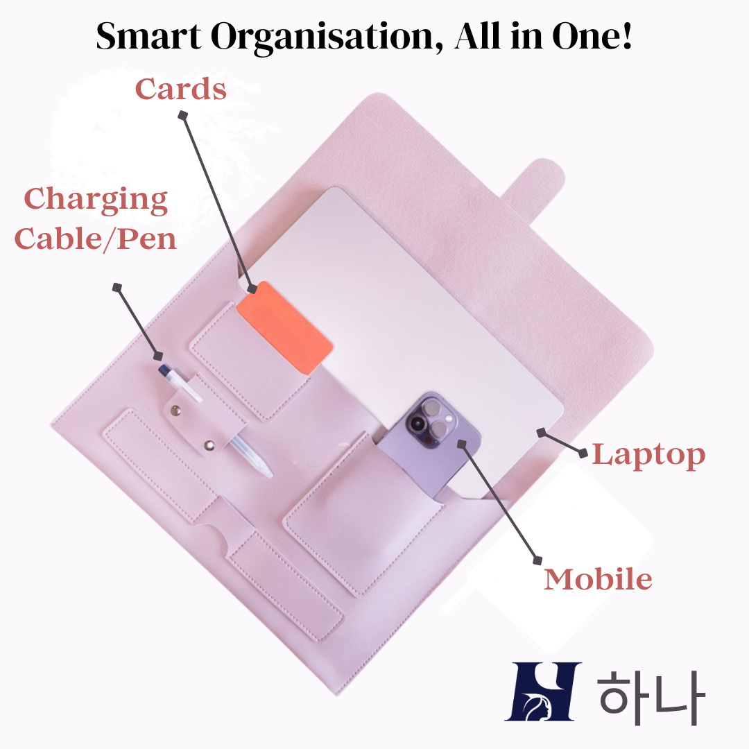 The Hana (하나) Vegan Leather Laptop Organiser (Crimson Clay)