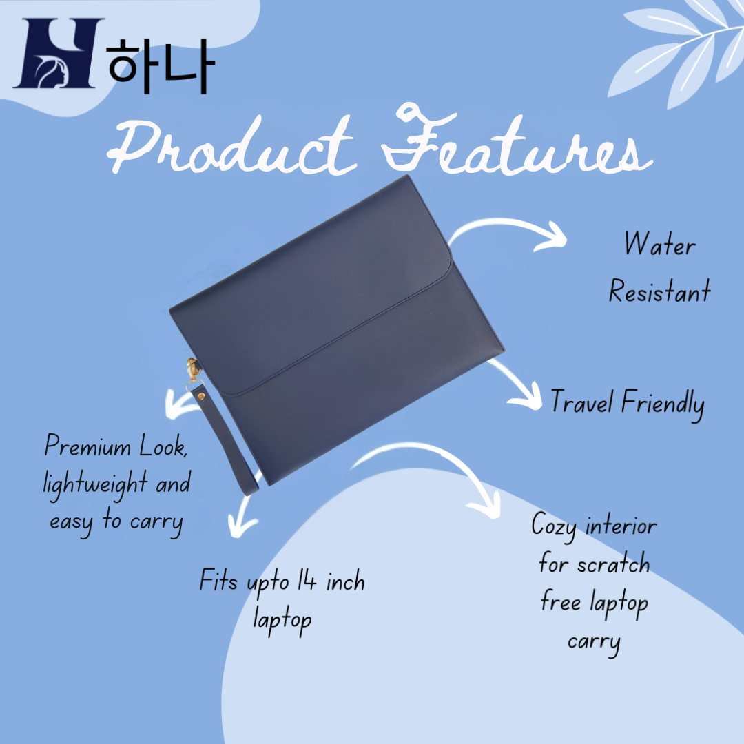 HANA (하나) Luxe Laptop Sleeve with Magnetic Snap Closure| Premium Vegan Leather | Fits 13″, 13.3″ & 14″ Laptops (Up to 14″) | Sleek Water Resistant Single Tone Lilac with Wrist Strap (Lilac Haze)