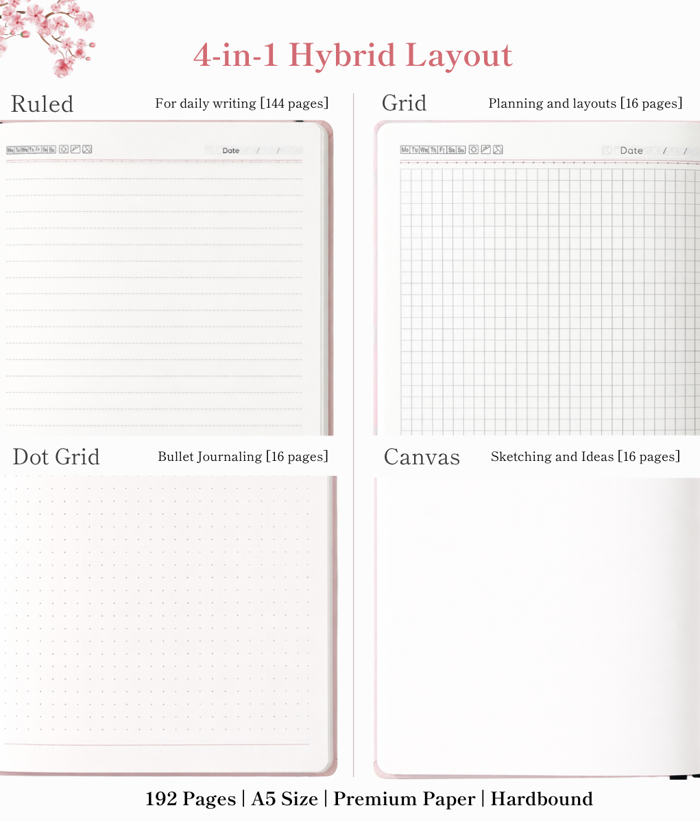 Kirei Japanese Minimalist Diary & Journal (Sakura Pink)