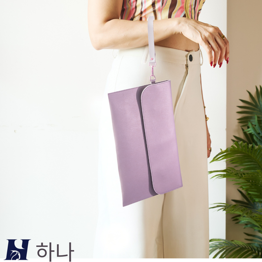 HANA (하나) Luxe Laptop Sleeve with Magnetic Snap Closure| Premium Vegan Leather | Fits 13″, 13.3″ & 14″ Laptops (Up to 14″) | Sleek Water Resistant Single Tone Lilac with Wrist Strap (Lilac Haze)