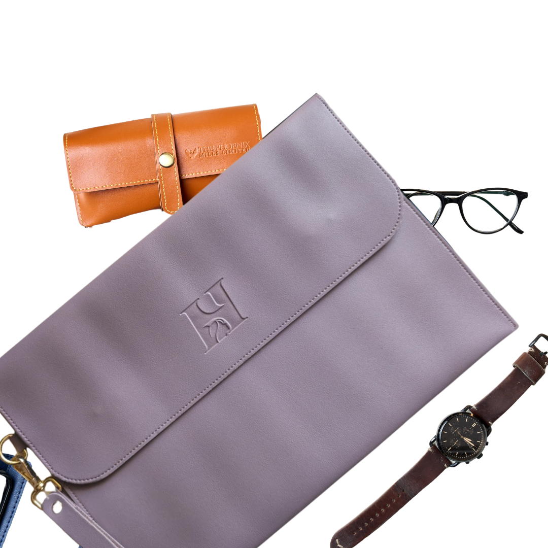 HANA (하나) Luxe Laptop Sleeve with Magnetic Snap Closure| Premium Vegan Leather | Fits 13″, 13.3″ & 14″ Laptops (Up to 14″) | Sleek Water Resistant Single Tone Lilac with Wrist Strap (Lilac Haze)