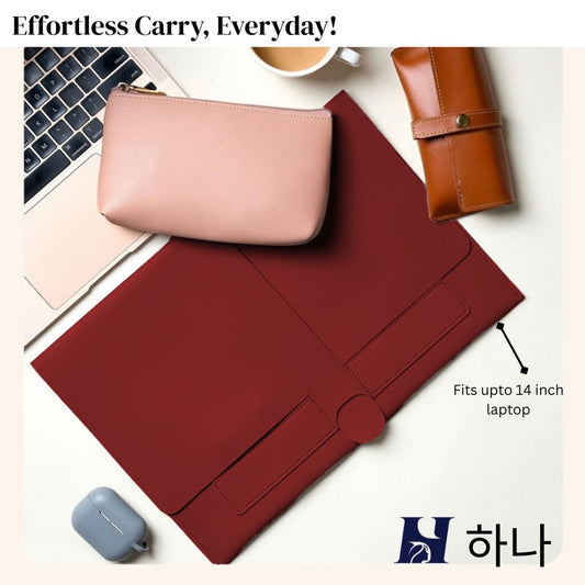 The Hana (하나) Vegan Leather Laptop Organiser (Crimson Clay)